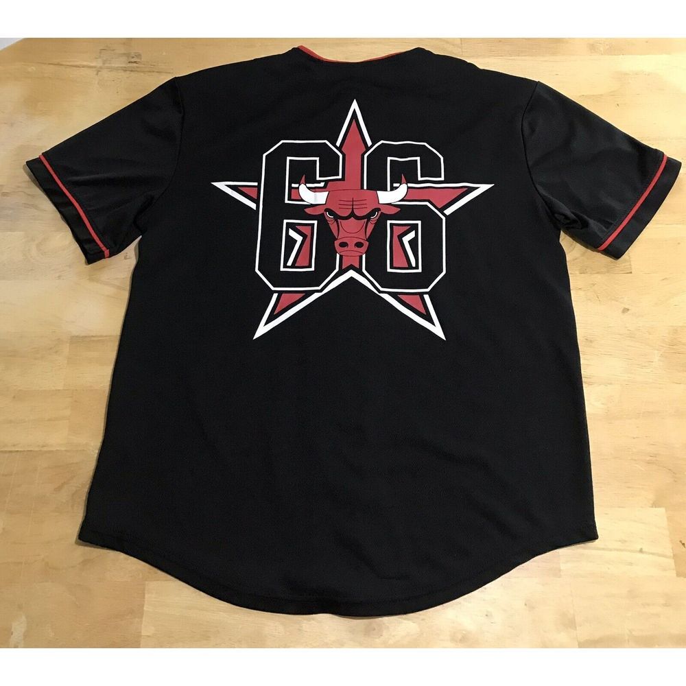 NBA Basketball Chicago‎ Bulls Jersey Mens Medium Black Red #66 Button Front - Picture 2 of 10